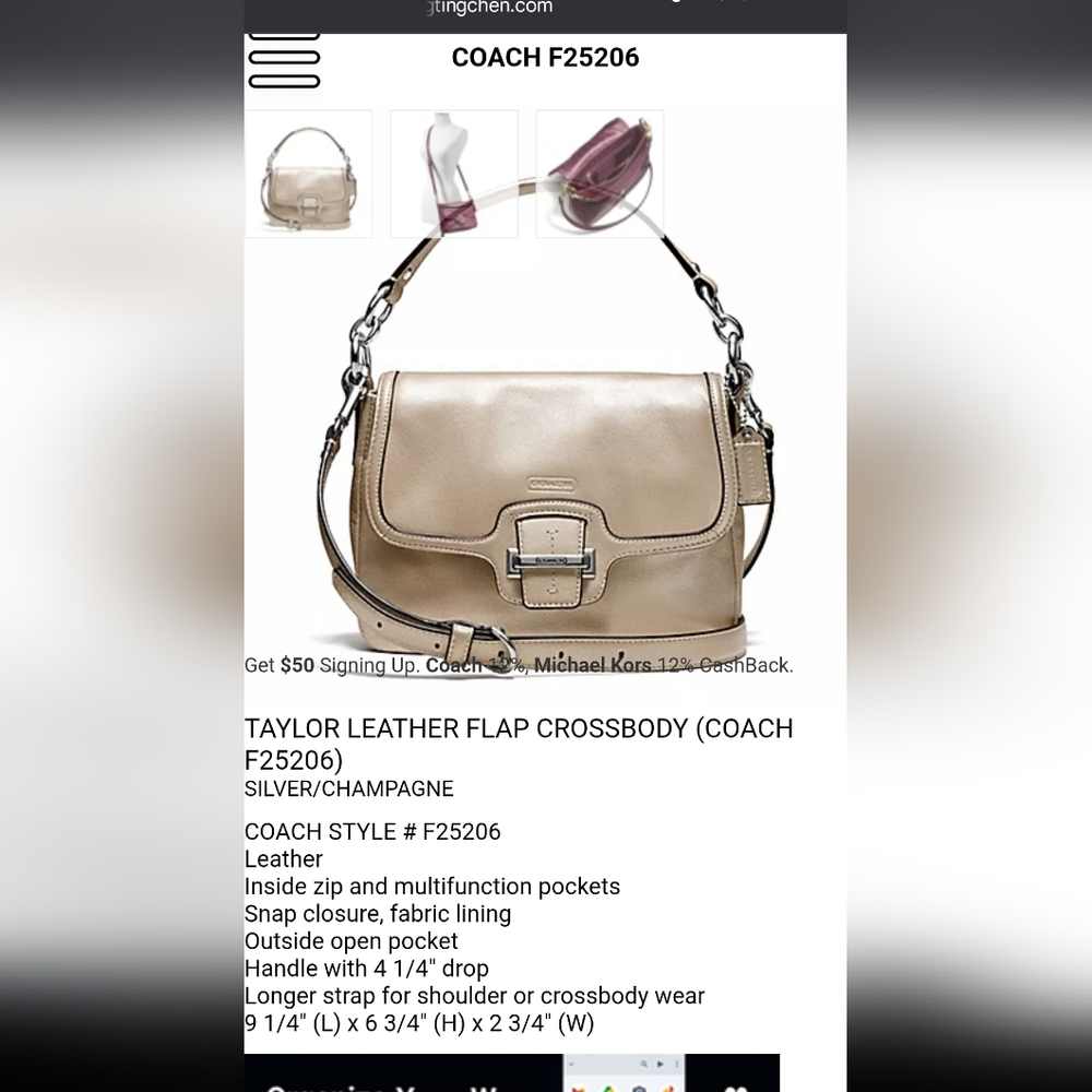 Coach Taylor Leather Flap Crossbody Bag (F25206) with Coach Wallet (A2381 6390) - Picture 2 of 16
